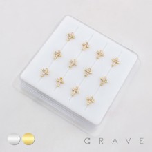 MULTI CZ CROSS CRUCIFIX  316L SURGICAL STEEL L-SHAPE NOSE BOX